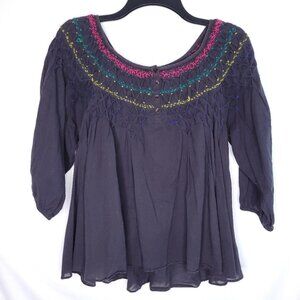 FREE PEOPLE Womens Boho 3/4 Sleeve Top SMALL